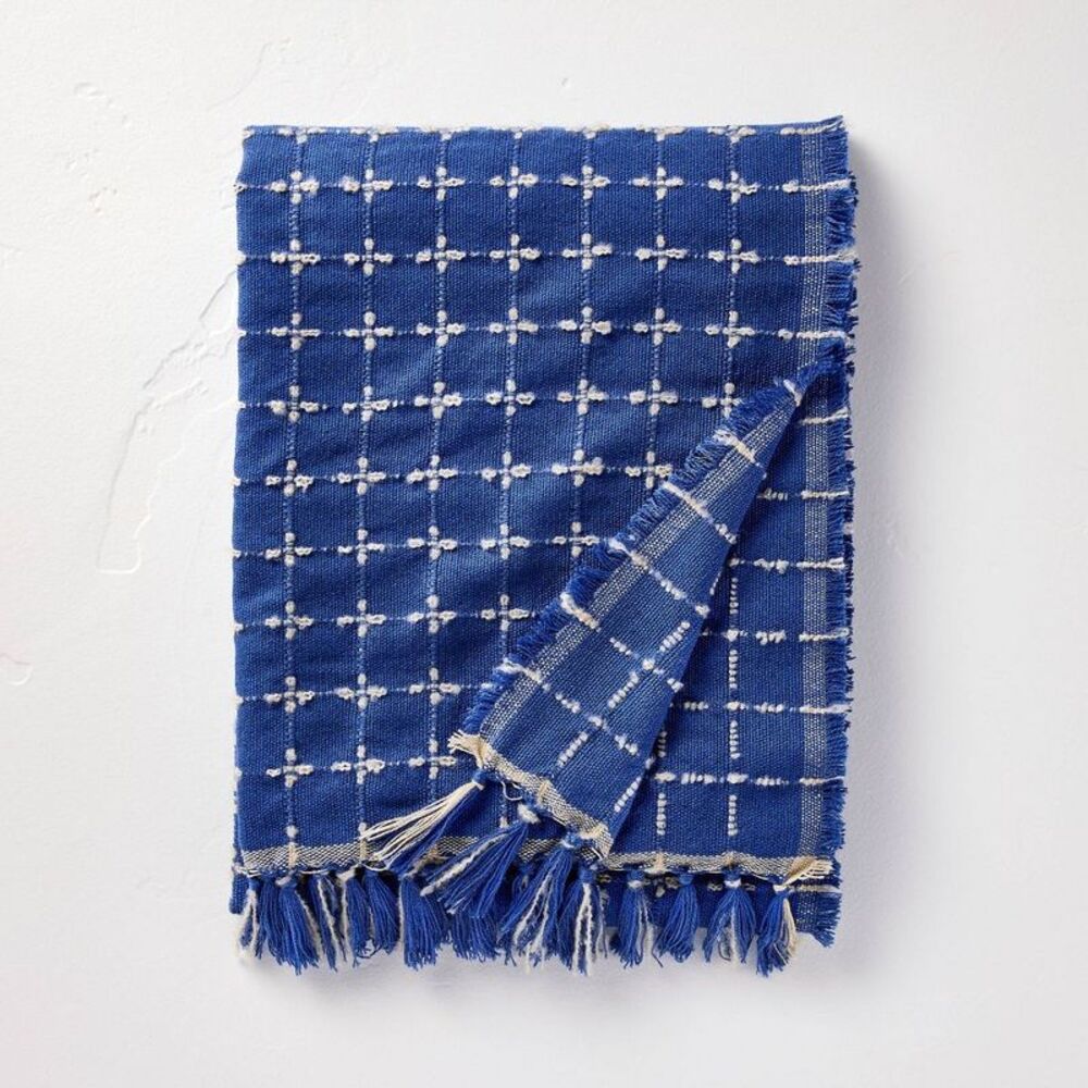 Patterned Throw Blanket Light Blue - Hearth & Hand with Magnolia